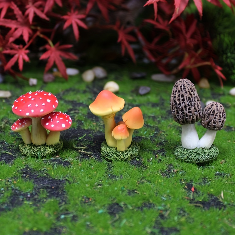 12PCS mushroom accessories Decor Outdoor Fake Mushrooms Miniature Figurines  for 