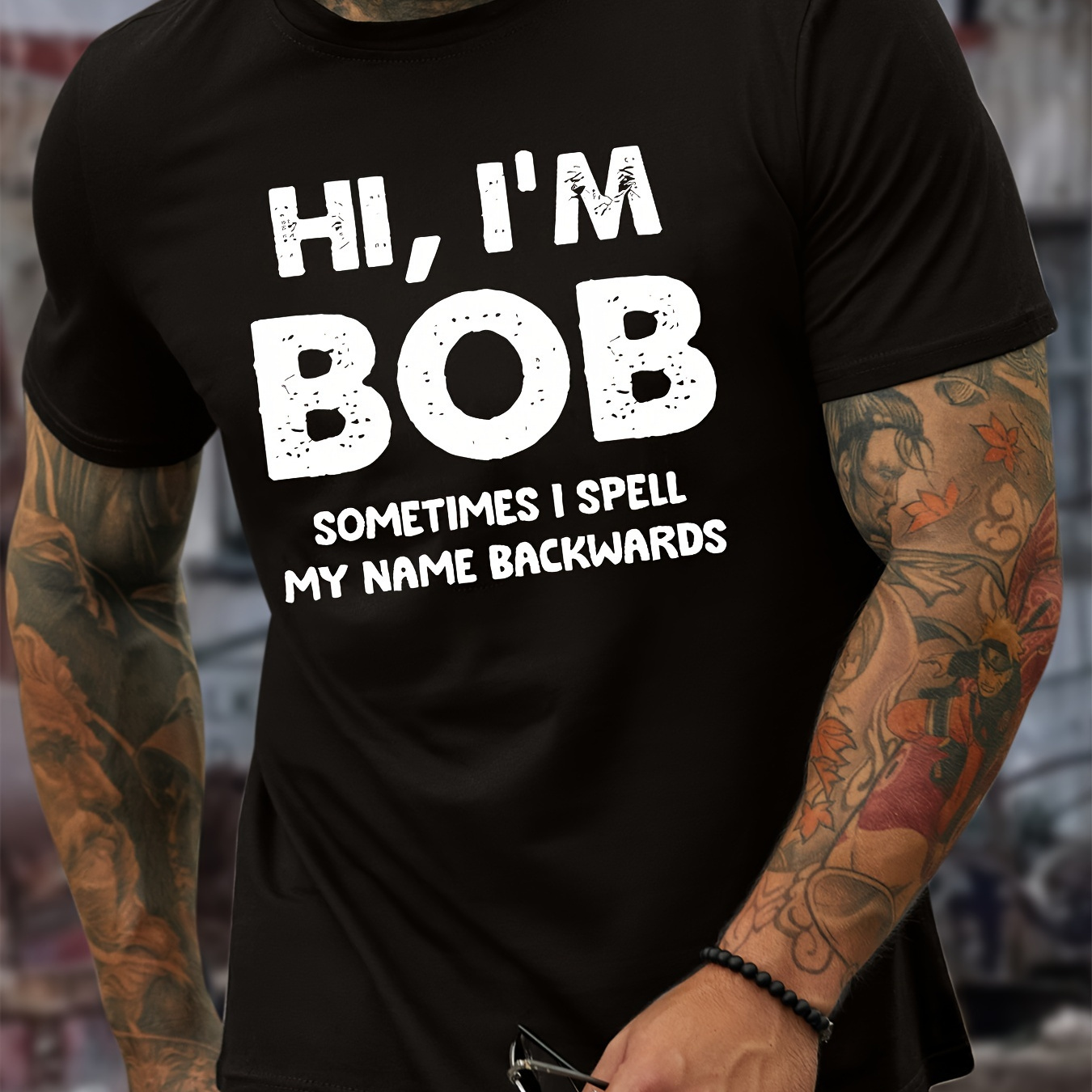 

Hi, I Am Bob, This Men's Casual T-shirt, Short Sleeve Multifunctional Comfortable T-shirt, Suitable For Summer Outdoor Wear