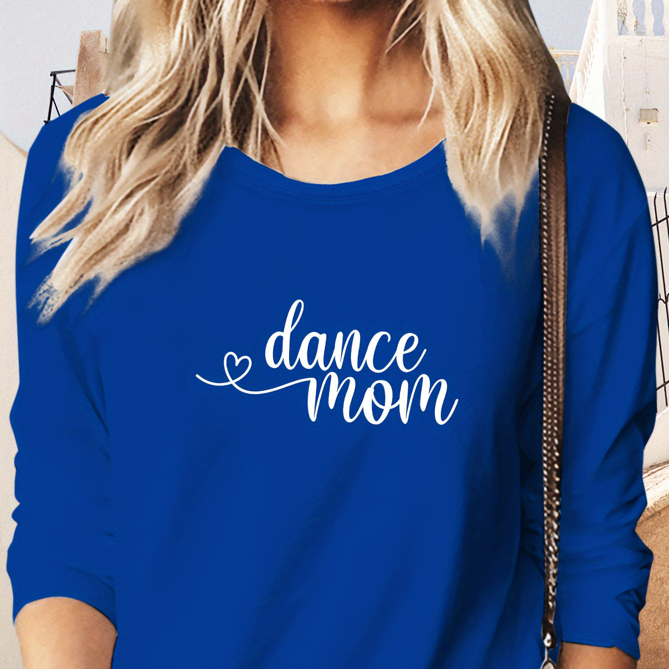 

Dance Mom Letter Print T-shirt, Long Sleeve Crew Neck Casual Top For Spring & Fall, Women's Clothing