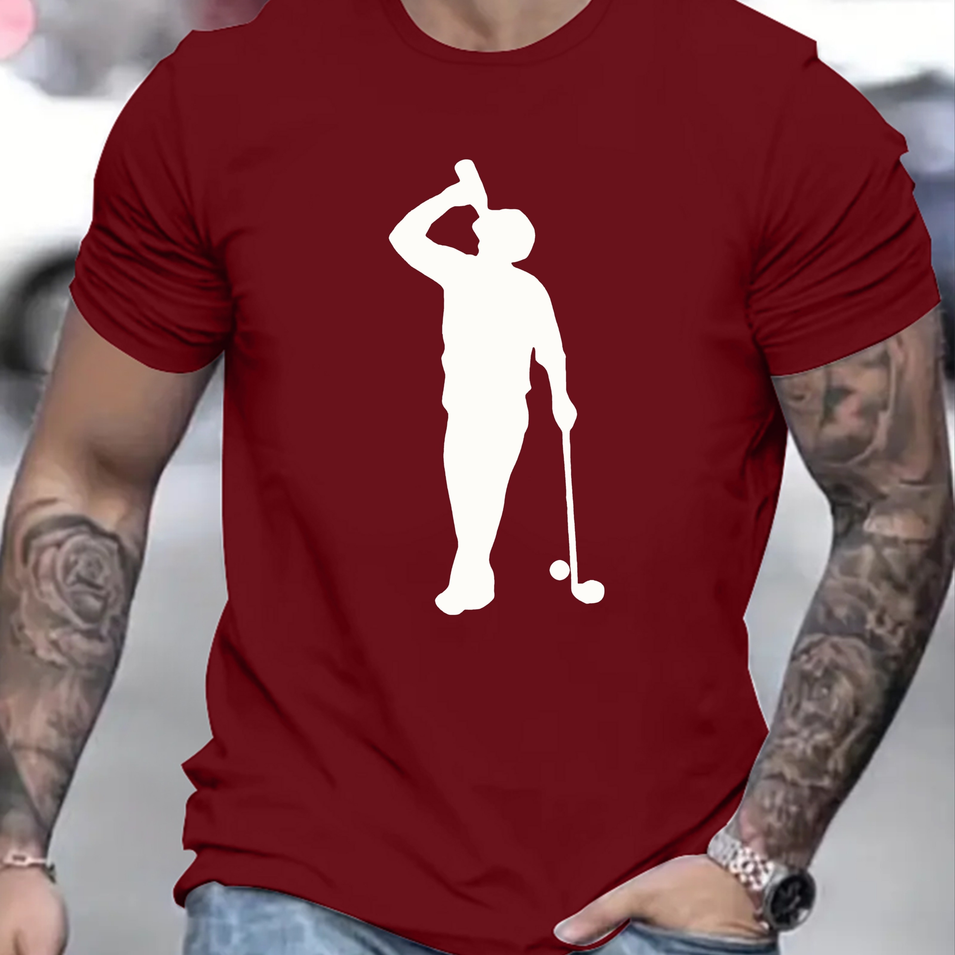 

Golf Player Print Men's Short Sleeve Shorts Set Casual Sports Regular Top Pants Suit Outfits For Spring Summer