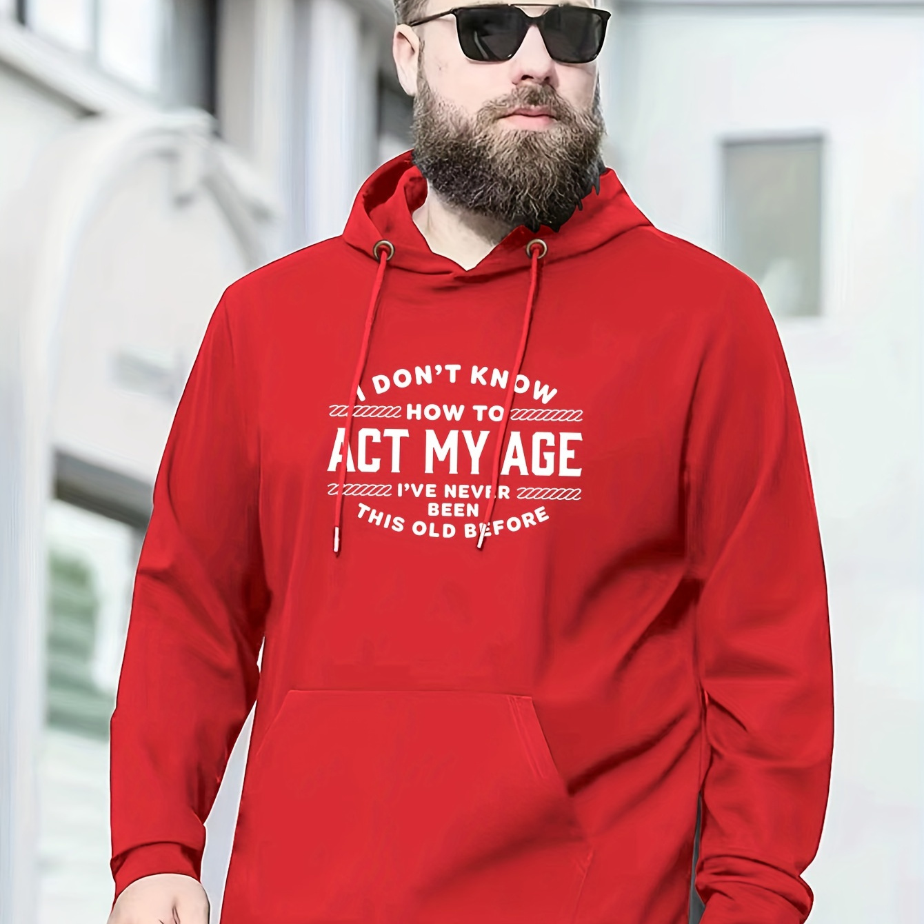 

Plus Size Men's "i Don't Know How To Act My Age" Print Hooded Sweatshirt Oversized Hoodies Fashion Casual Tops For Spring/autumn, Men's Clothing