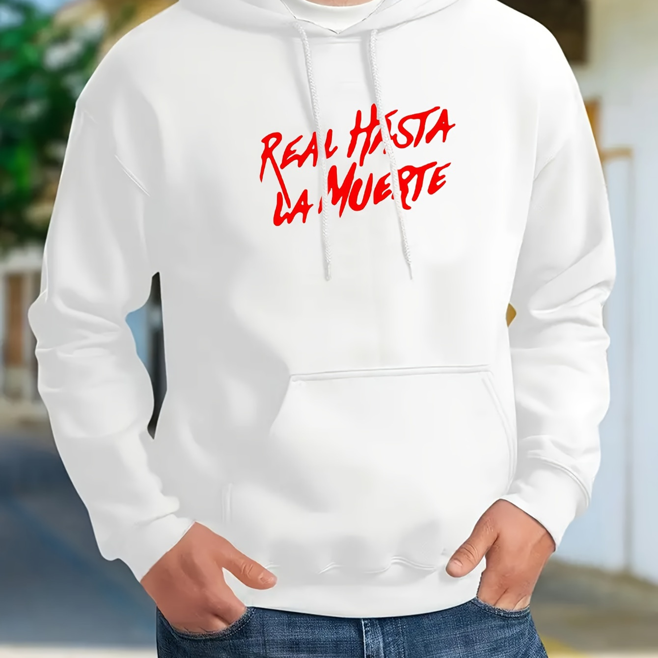 

Real Hasta Trendy Cool High End Letter Printed Men's Casual Sports Hoodie Spring And Autumn Style Trendy Fashion Youth Loose Comfortable Hooded Top