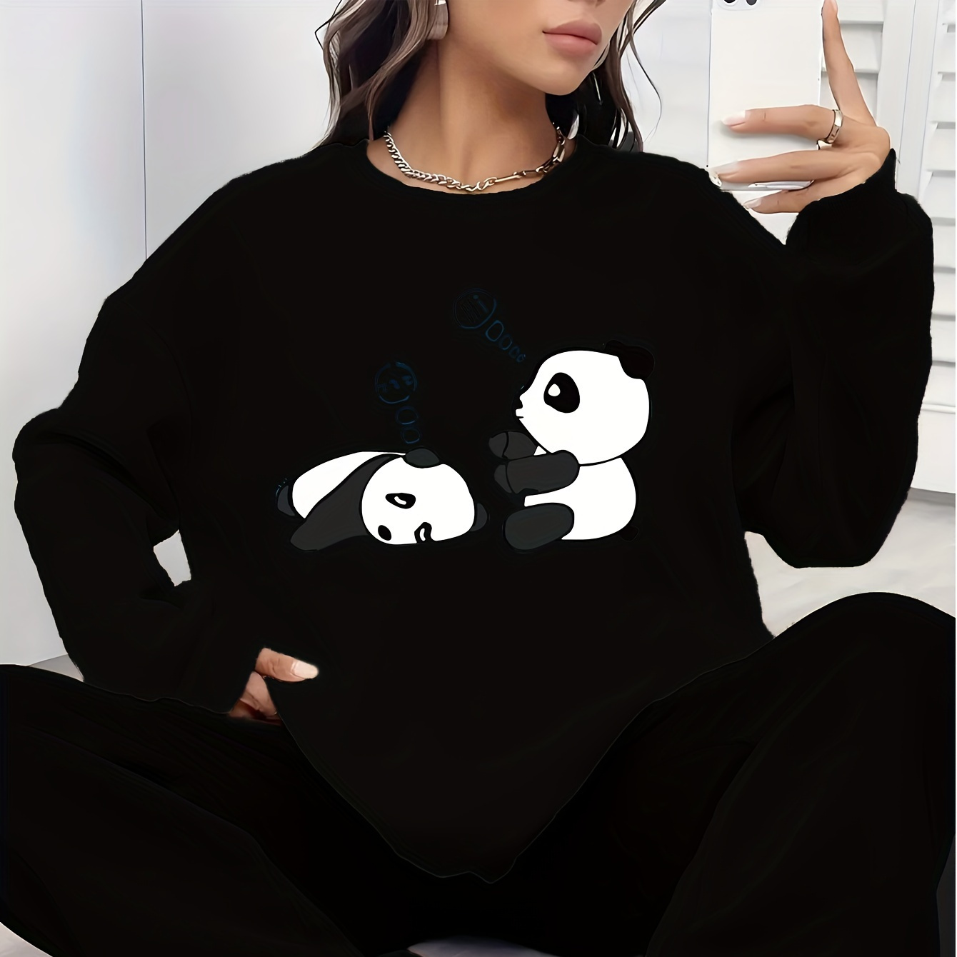

Ensemble Sweatshirt et Joggers Doublés en pour Femmes Élégantes - Chic Décontracté, Manches Longues avec Poches pour /Hiver
