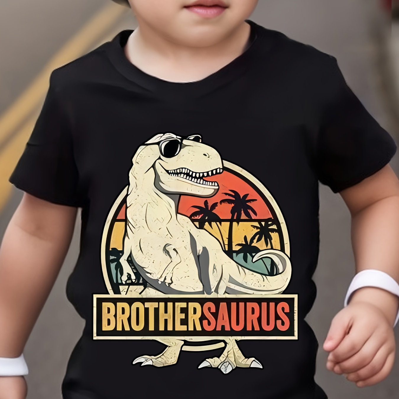 

Dinosaur Graphic & Big Brother Print Tee Tops For Boys, Pregnancy Announcements New Sibling Gifts Kids T-shirts