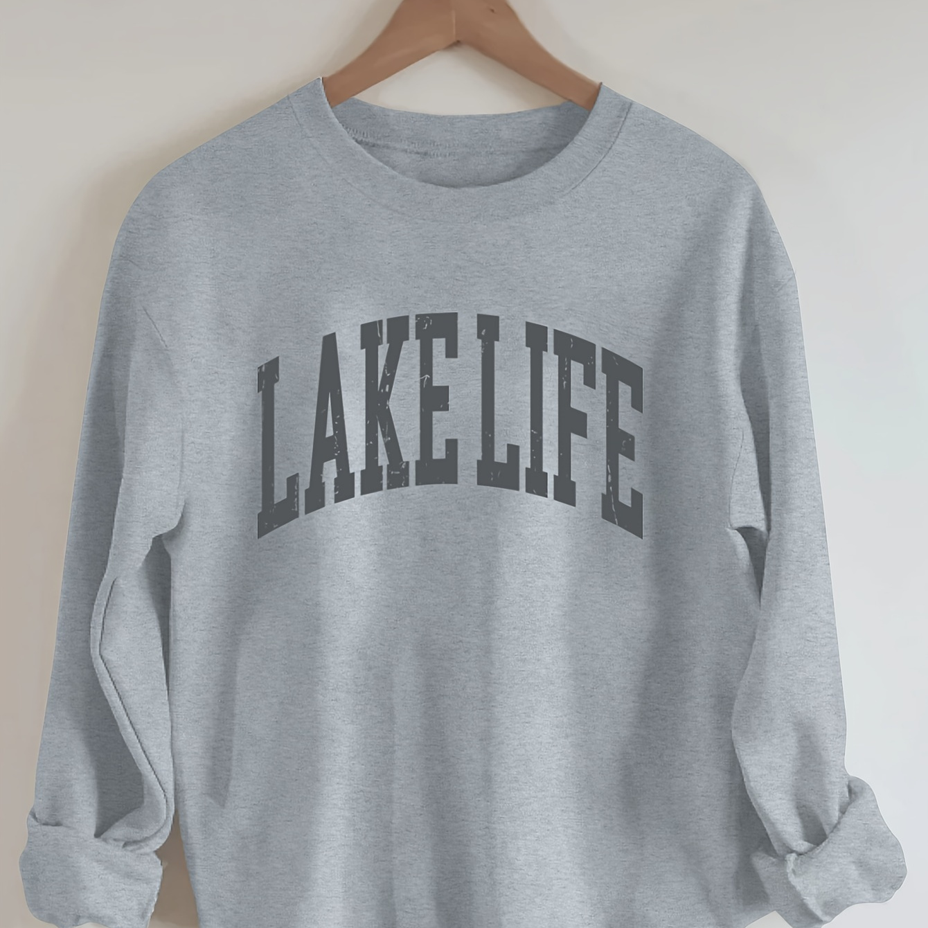 

Letter Print Pullover Sweatshirt, Crew Neck Long Sleeve Casual Sweatshirt, Women's Clothing