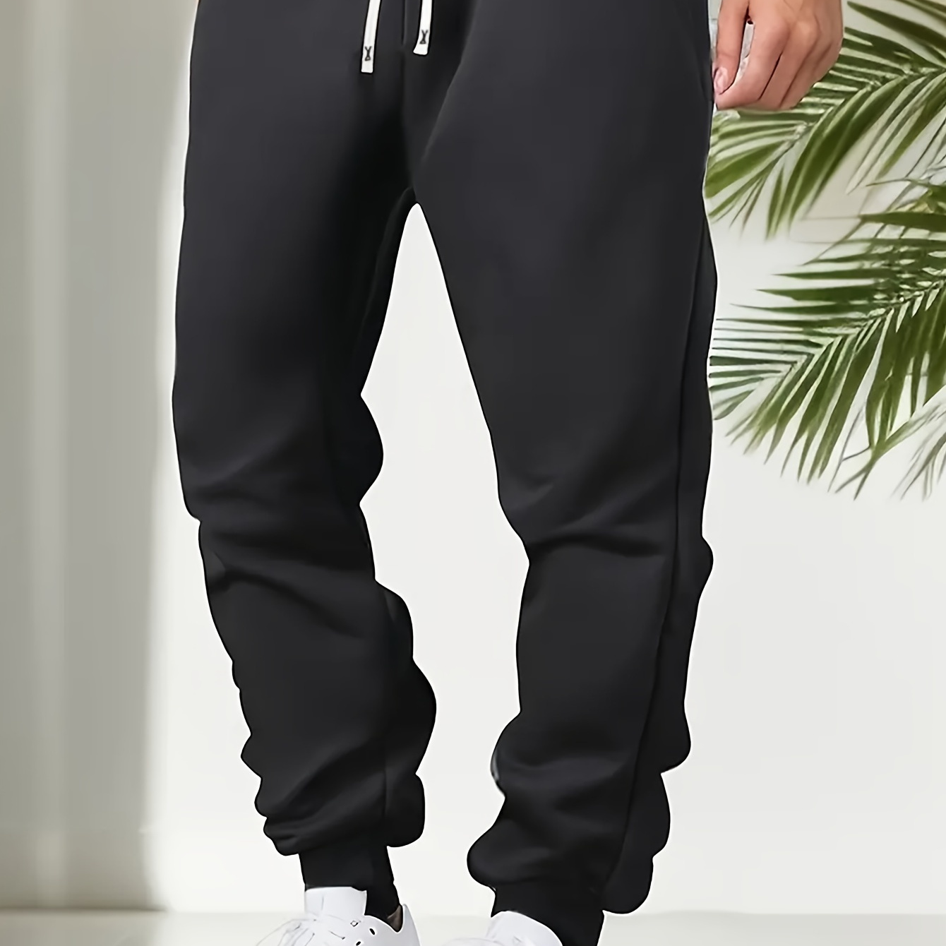 

Men' Color Regular Fit And Cuffed Sweatpants With Drawstring And Pockets, Casual And Comfy Joggers For Jogging, Gym And Training Wear