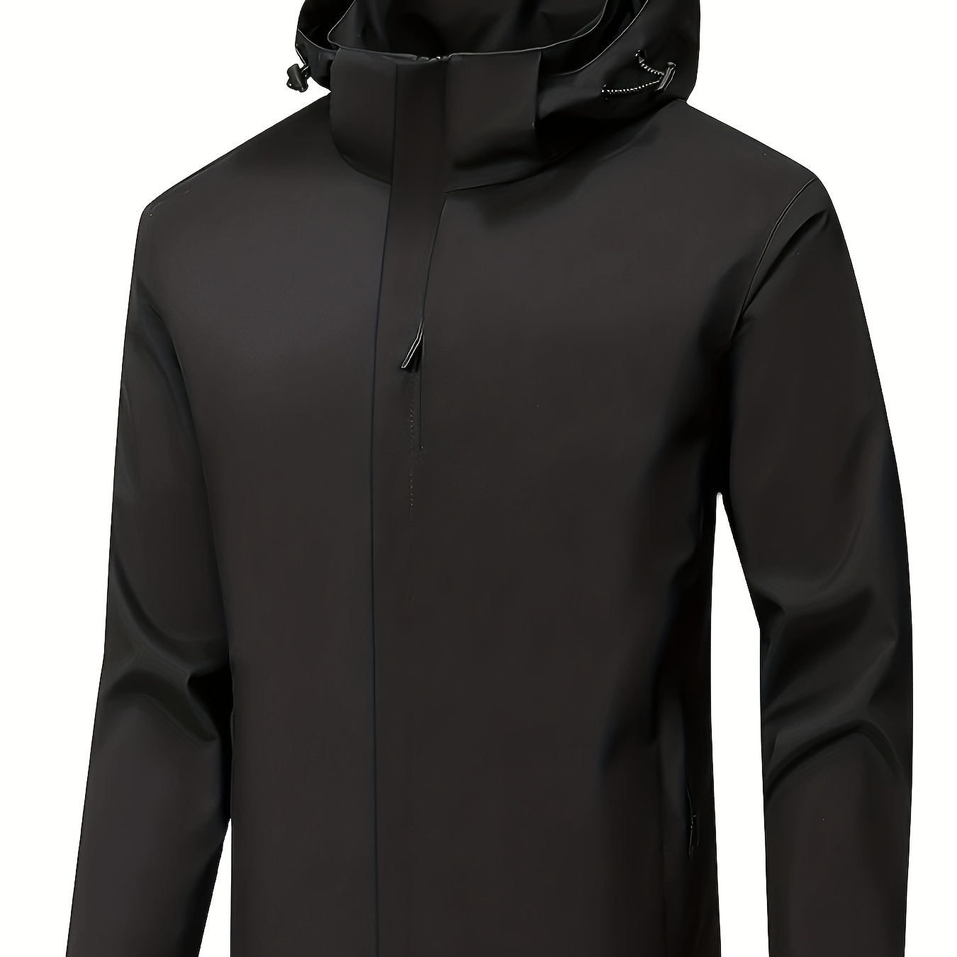 

Men's Water And Wind Resistant Hooded Jacket, Zip-up Windbreaker For Outdoor Activities