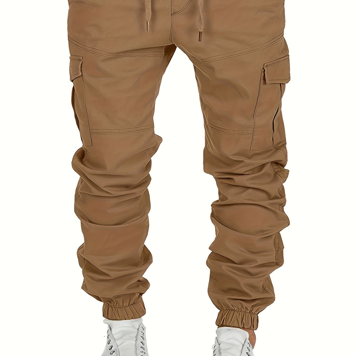 Men's Casual Cotton Pockets Drawstring Outdoor Sports Cargo Pants