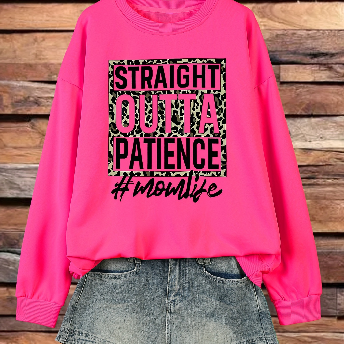 

Hip-hop Inspired, " Graphic Plus Size Casual Sweatshirt For Women - Long Sleeve, Round Neck, Machine Washable