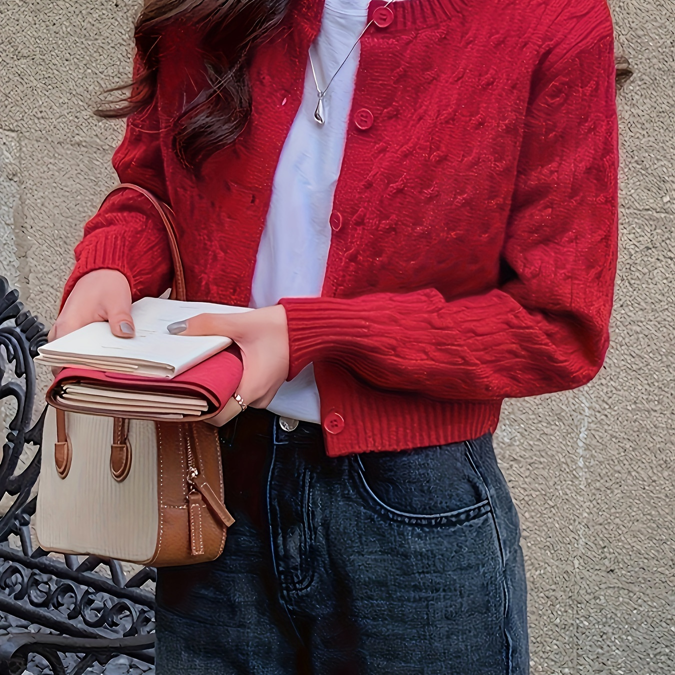 

Elegant Cable Knit Cardigan For Women - Vintage-inspired, Button-up Sweater Jacket With Ribbed Detail, Machine Washable - Fall/winter