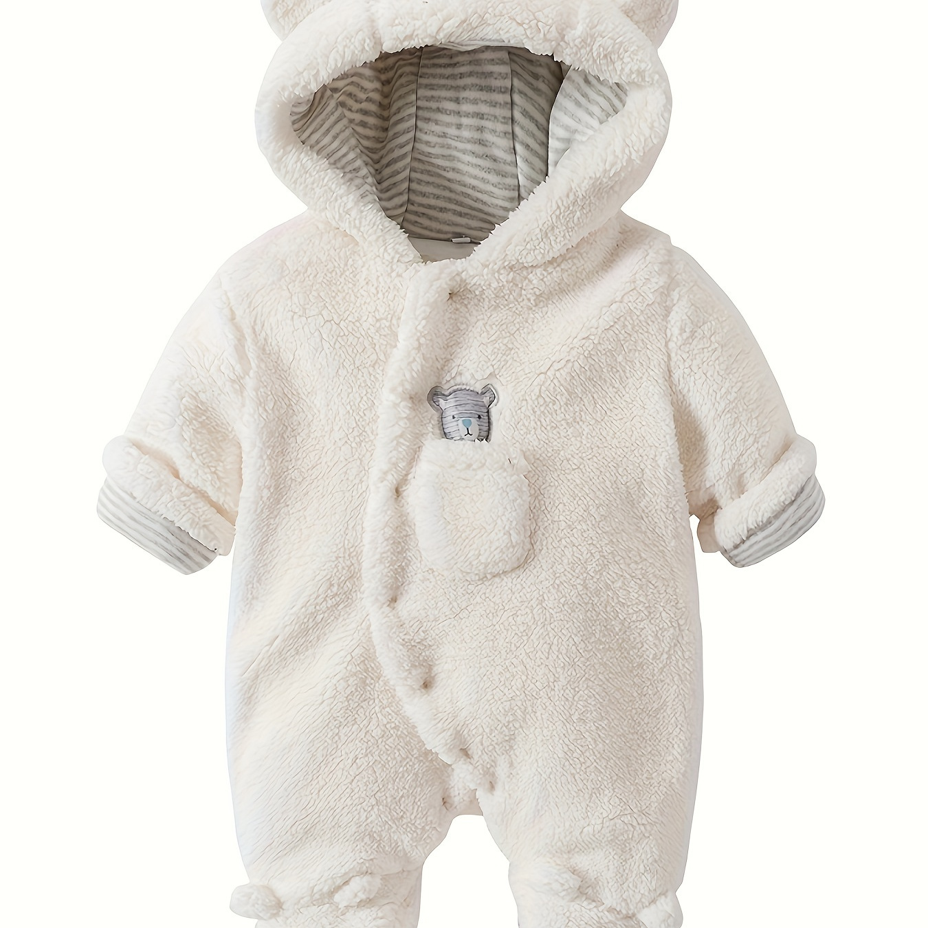 

Unisex Newborn Baby Fleece Footie Snowsuit Clothes Winter Coat Onesie Jumpsuit Cartoon Bear Warm Romper Hooded Outfits For Girls Boys