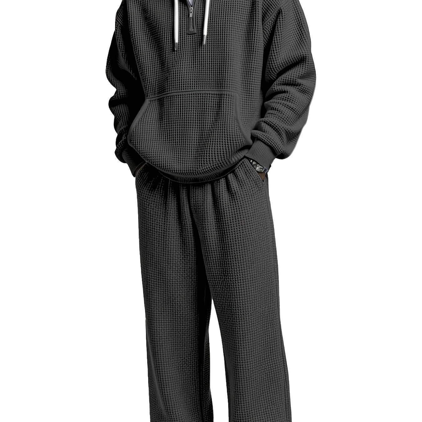 men's tracksuit set with elastic waistband wide-leg pants, loose