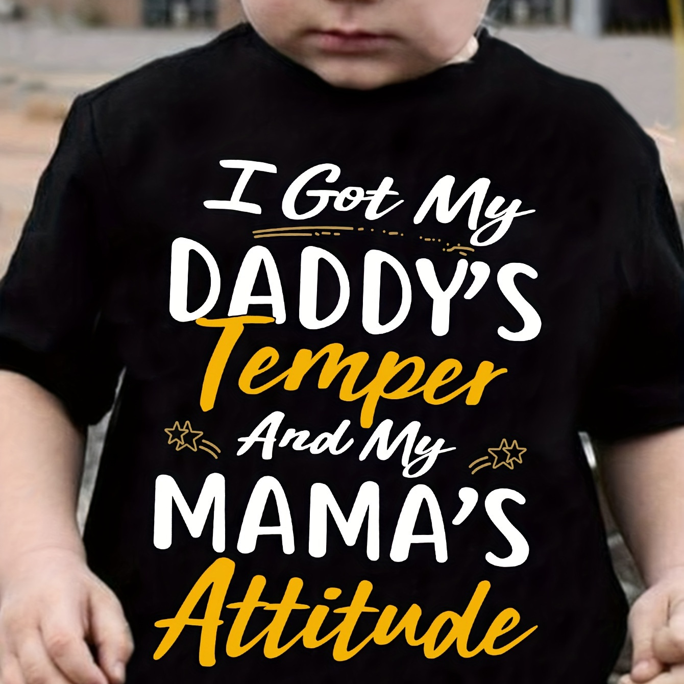 

I Got My Daddy's Temper Print Boy's Casual Tees, Short Sleeve Crew Neck Comfy T-shirt Kids Summer Outdoor Clothing