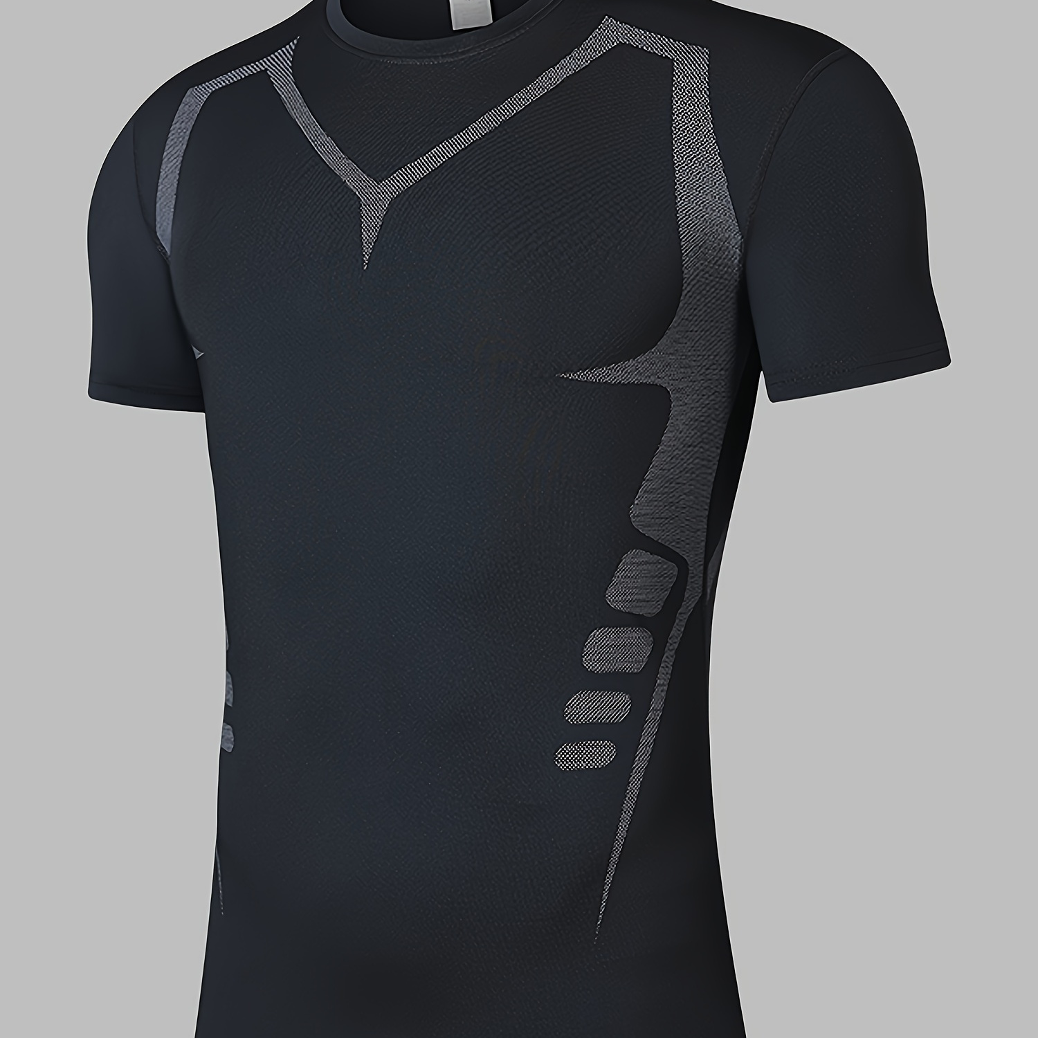 

Men's Athletic Muscle Fit T-shirt, Men's Compression T-shirt, Breathable Comfy Top For Running, Shaping, And Cycling