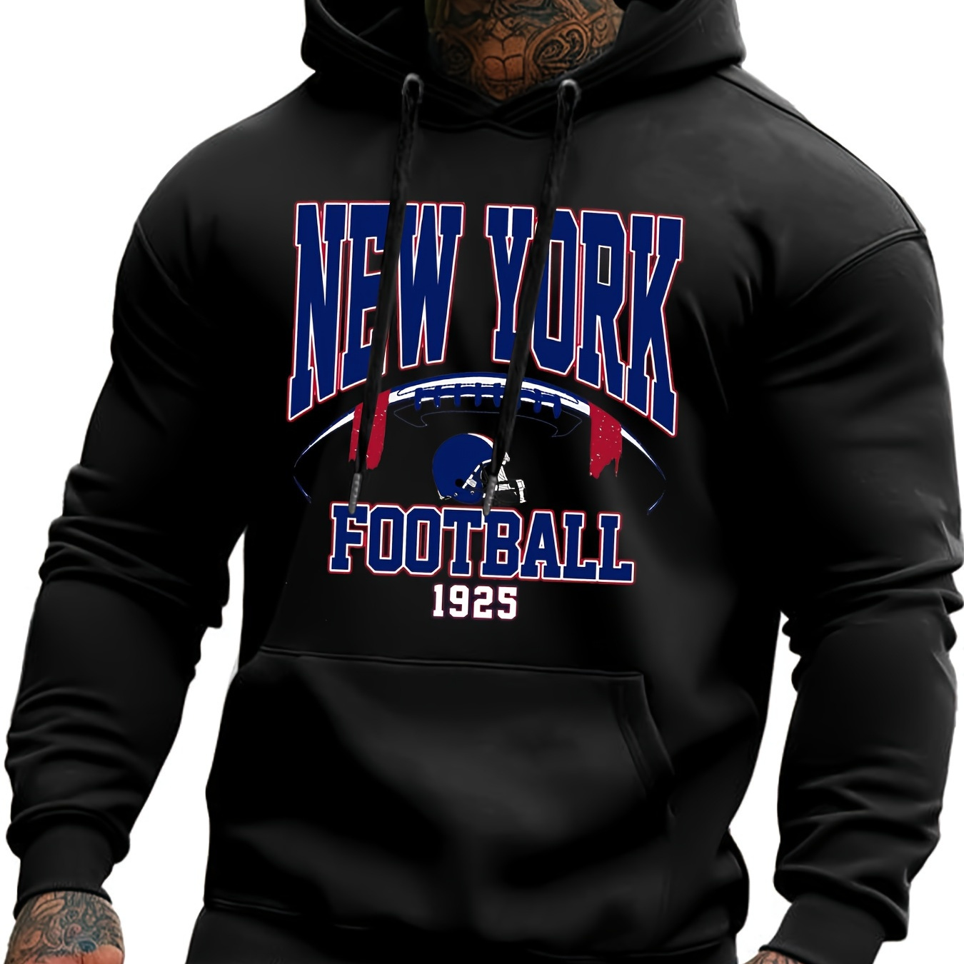 

Trendy New Football Unisex Hoodie Ny Football Long Sleeve, Shirts, Casual Active Pullover Sweatshirt Perfect Fan, Football 280g