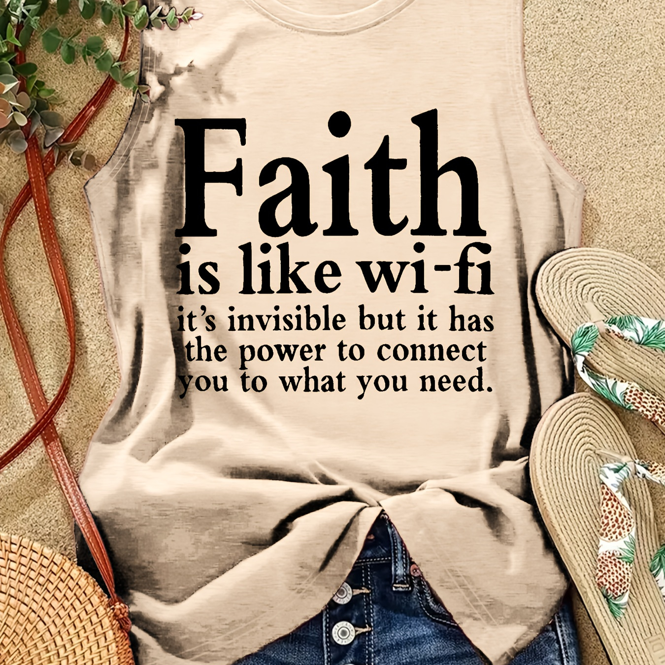 

Letter Print Tank Top, Sleeveless Casual Top For Summer & Spring, Women's Clothing