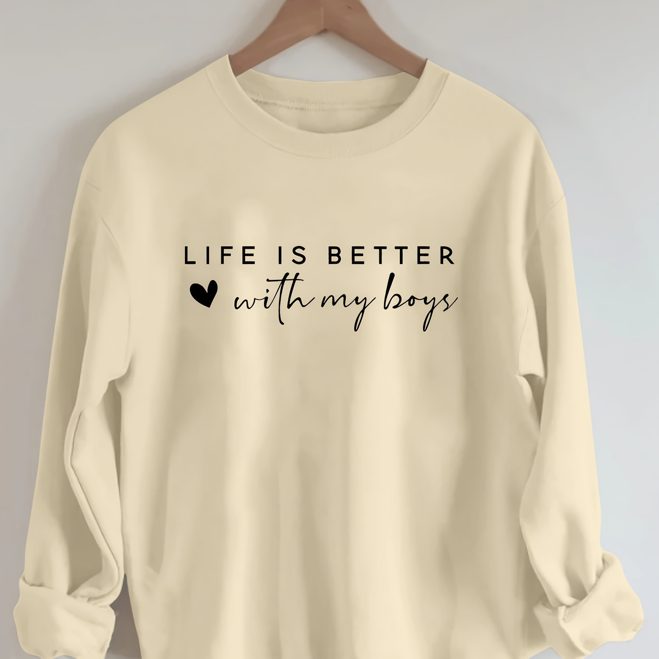 

Letter Print Pullover Sweatshirt, Casual Long Sleeve Crew Neck Sweatshirt For Fall & Winter, Women's Clothing