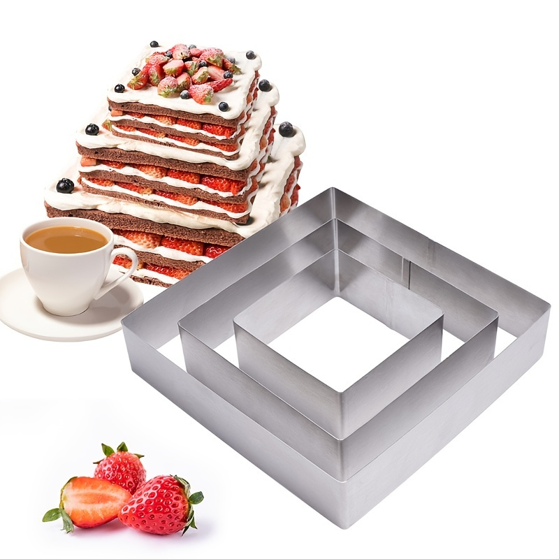 

3pcs Square Stainless Steel Mousse Cake Mold Baking Mold