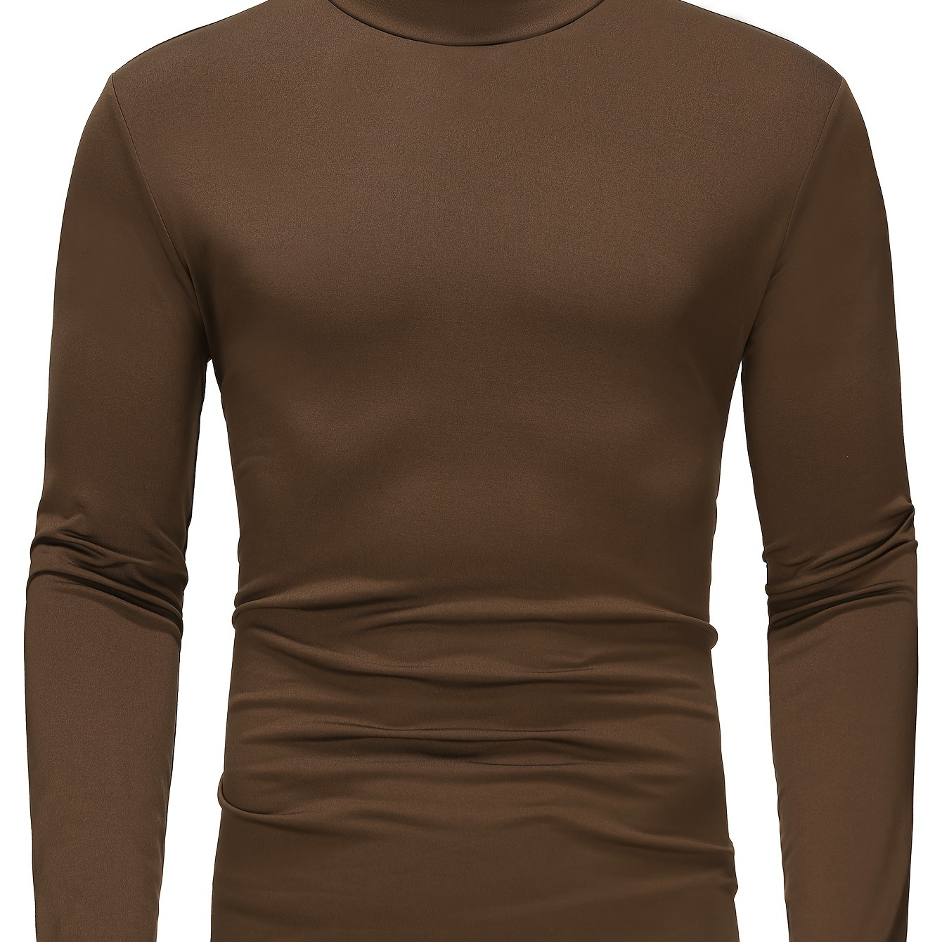 Bottoming Shirt, Men's Round Neck Long Sleeve Tops, Casual Plain Color Warm Base Layer Undershirts Tops