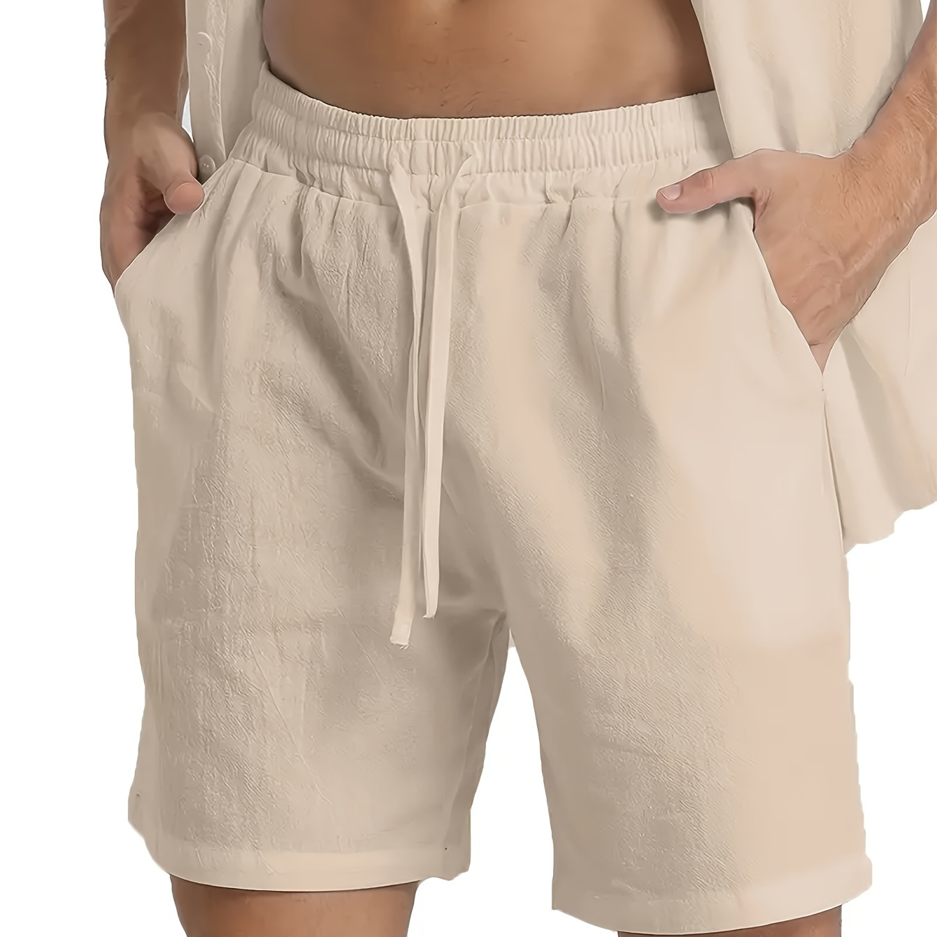 

Short solide avec cordon de serrage et poches, short de bain confortable et respirant pour les vacances d'été et les vacances à la plage pour hommes.