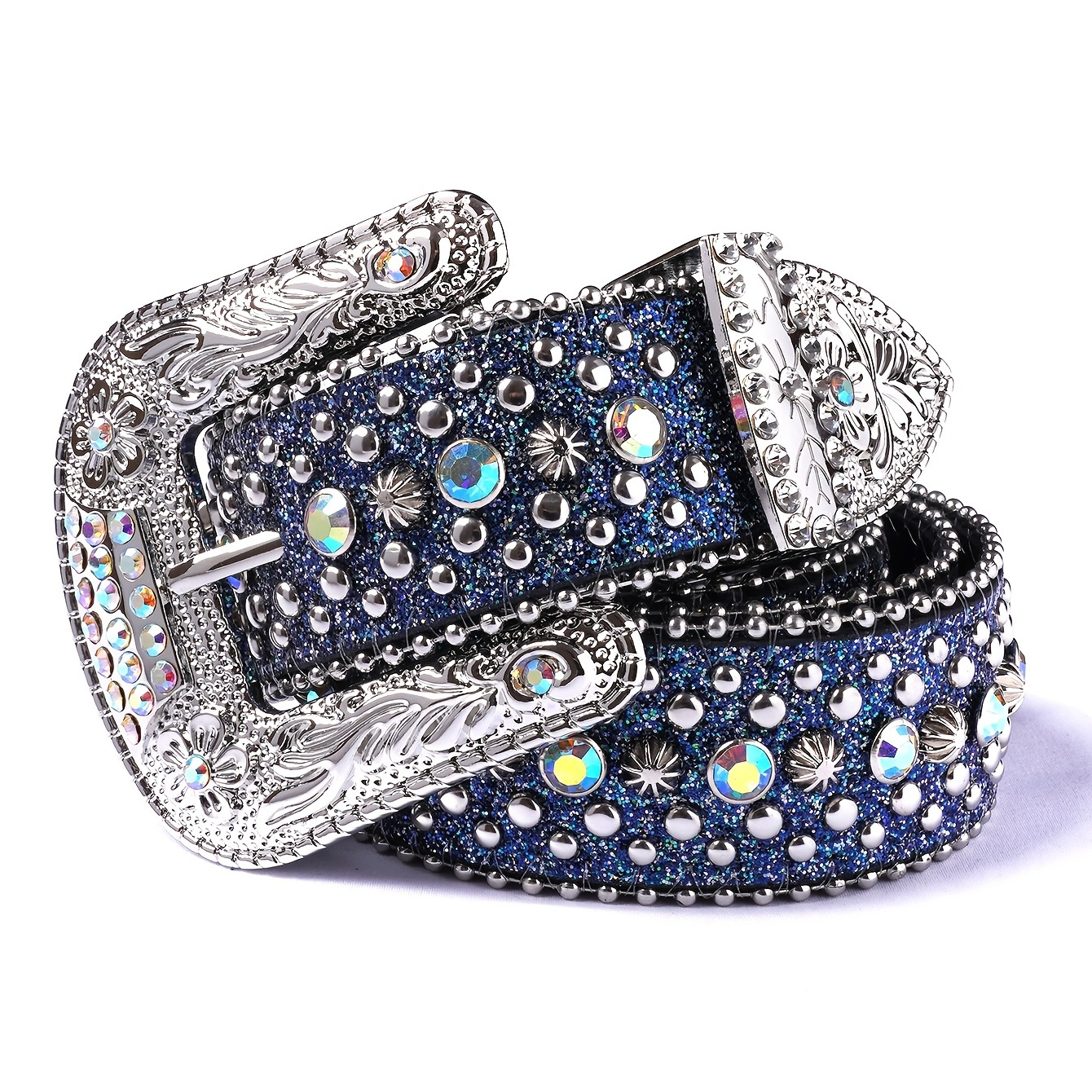 1pc Rhinestone Belt Western Cowboy Cowgirl Shine Crystal Artificial Studded Luxury Strap Belt For  Men Women , Ideal choice for Gifts