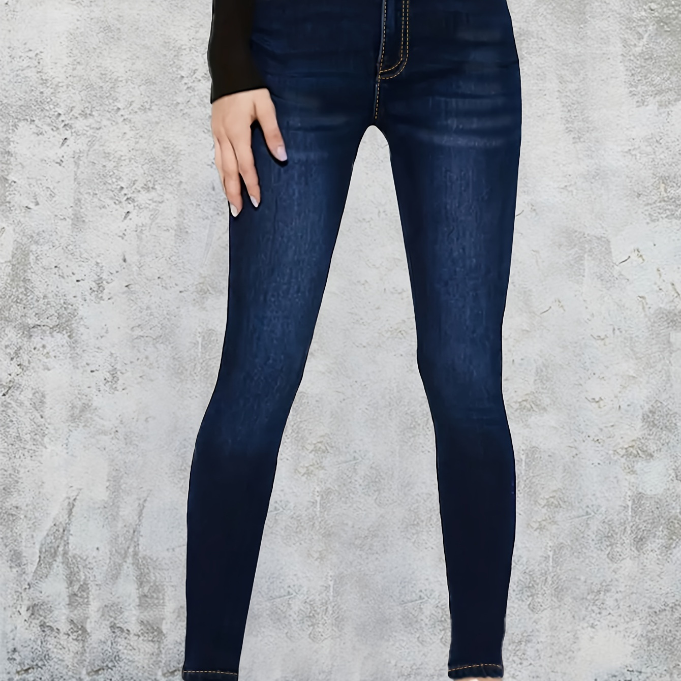

Women's Elegant High-waisted Skinny Jeans, Stretch Fit Plain Washed Denim, Fashion Versatile Blue, Casual Chic Style Pants