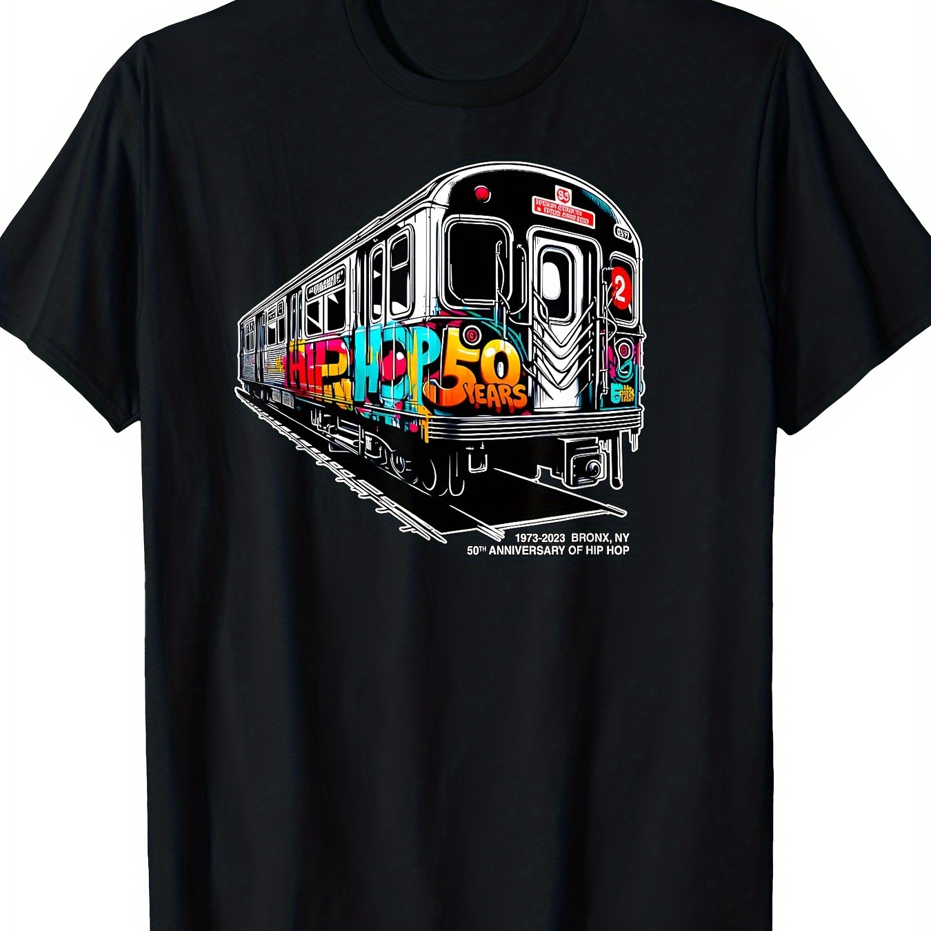 

50 Years Of Hip-hop Bronx Subway Graffiti 50th Anniversary T-shirt, Men's T-shirt, 220g