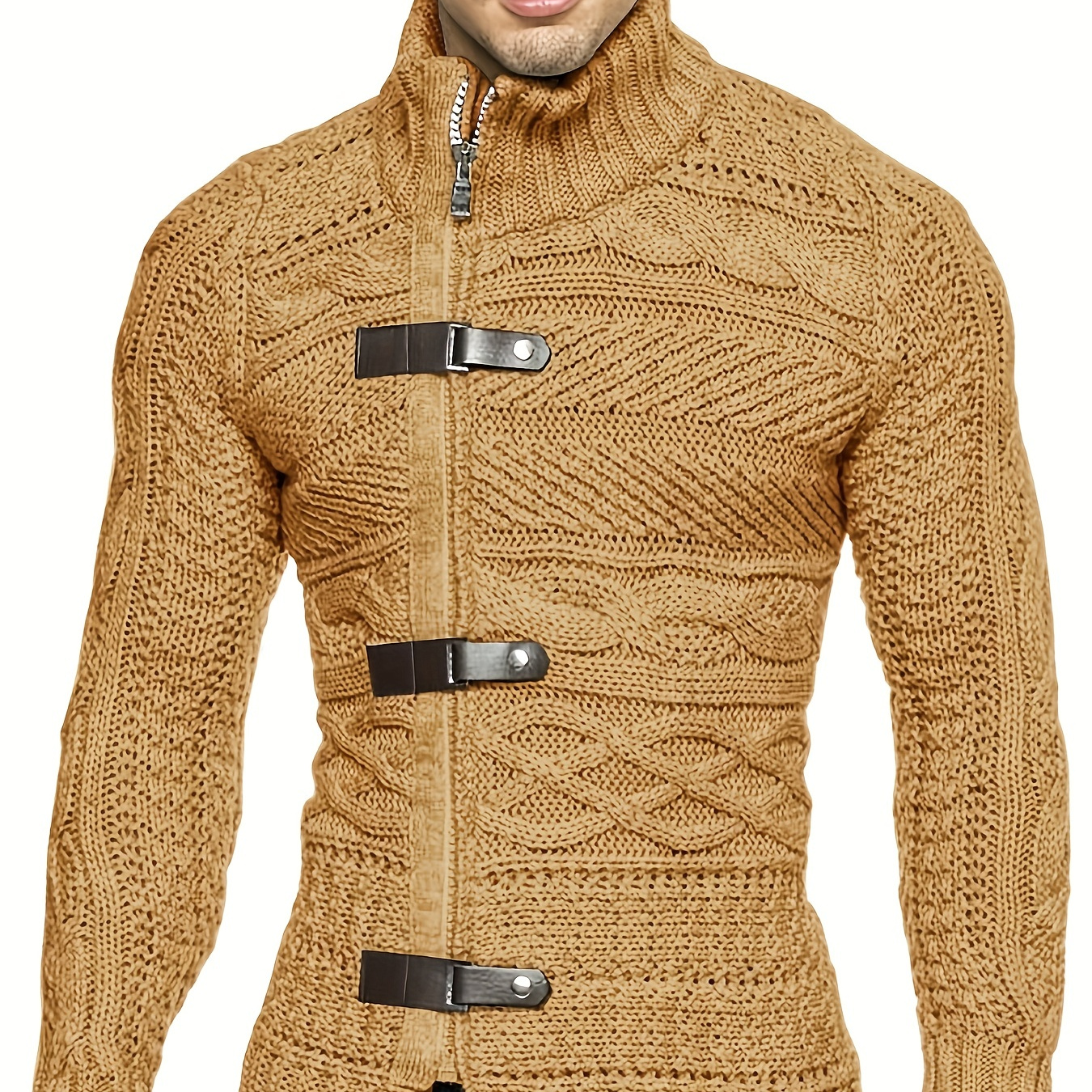

Knitted Oplique Zip Long Sleeve