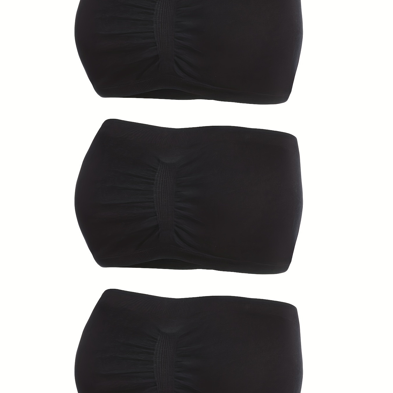 

3pcs Solid Seamless Strapless Wireless Bandeau, Elegant Comfy Push Up Bra, Women's Lingerie & Underwear