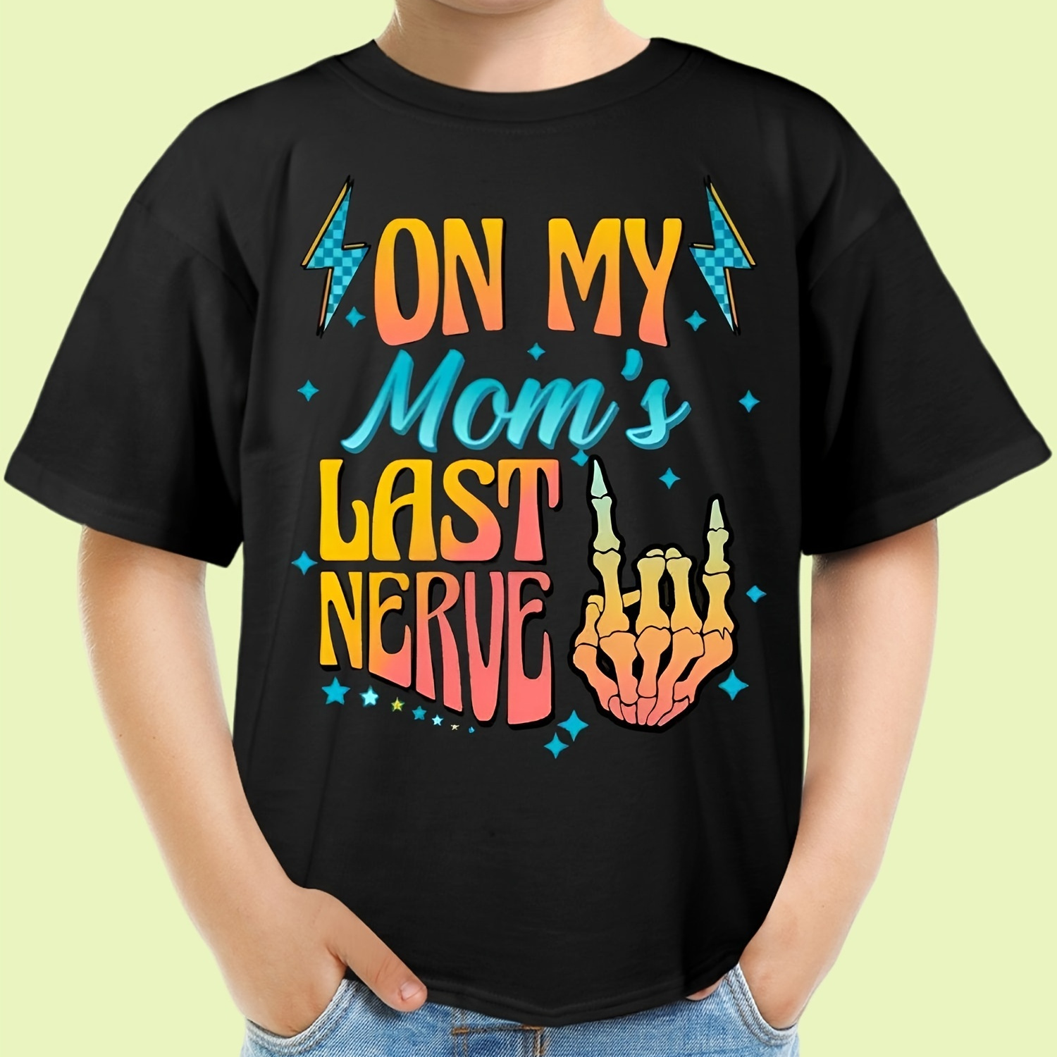 

on Last Nerve" Boys' Graphic T-shirts - Soft, Breathable, Lightweight, Comfy Short Sleeve Tees For Summer, Spring & Fall - Casual, Creative, ' Clothing For Outdoor Play, Ideal Gift For Boys