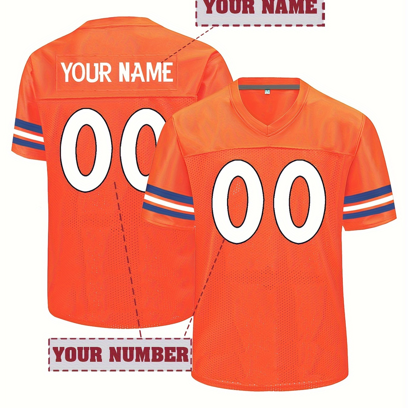 

Custom Men's Football Jersey - Personalized Name & Number, Breathable V-neck, Short Sleeve Rugby Shirt For & Casual Wear