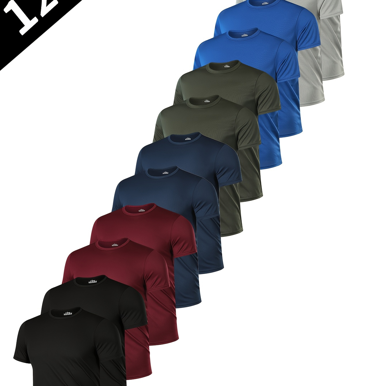 

12pcs Comfy Solid Color T-shirts - Men's Casual Short Sleeve Tops For Daily Summer Activities - Breathable, Soft, And Lightweight Tees For Outdoor Fun