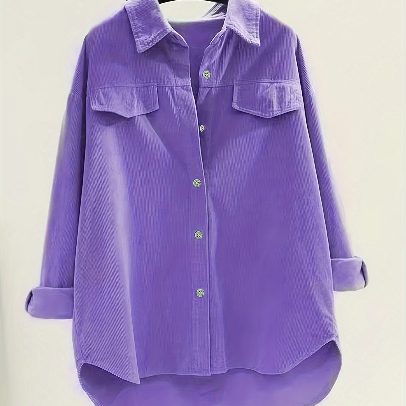 

Chic Corduroy Jacket For Women - Solid Color, Button-up With Dual Pockets, Machine Washable