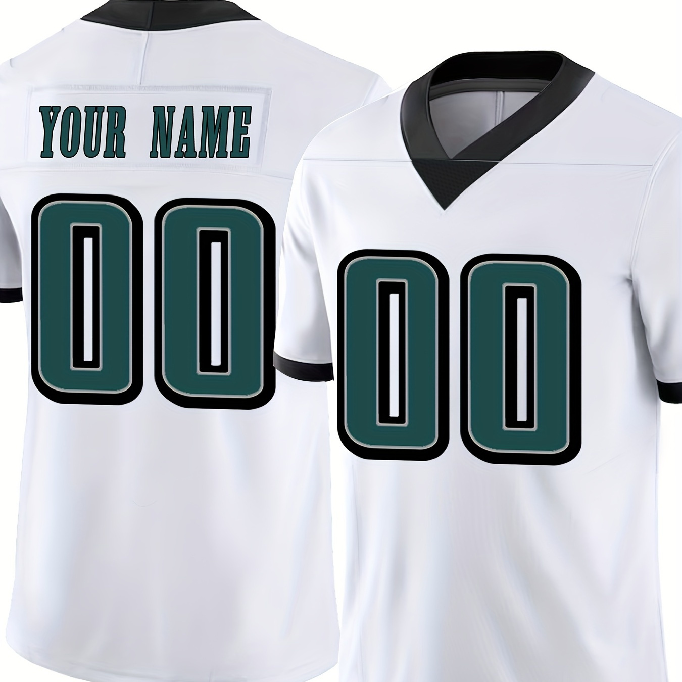 

Customized Name And Number Embroidery, Men's V-neck Football Jersey, Daily Outdoor Leisure Sports Shirt