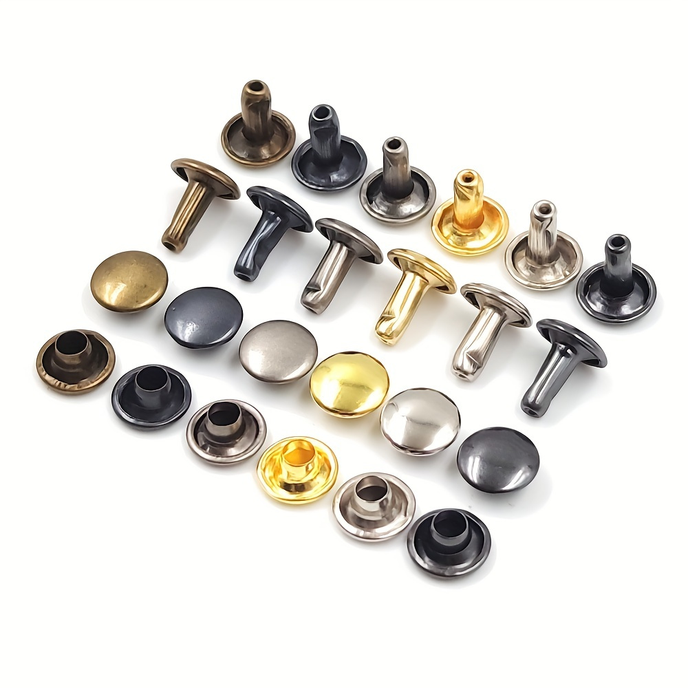 TLKKUE 240 Sets Rivets for Leather 3 Sizes Double Cap Rivets Tubular 4  Colors Leather Rivets with Rubber Hammer Fixing Tool Kit 4 Pieces for DIY Leather  Craft Clothes Shoes Decoration and Repair