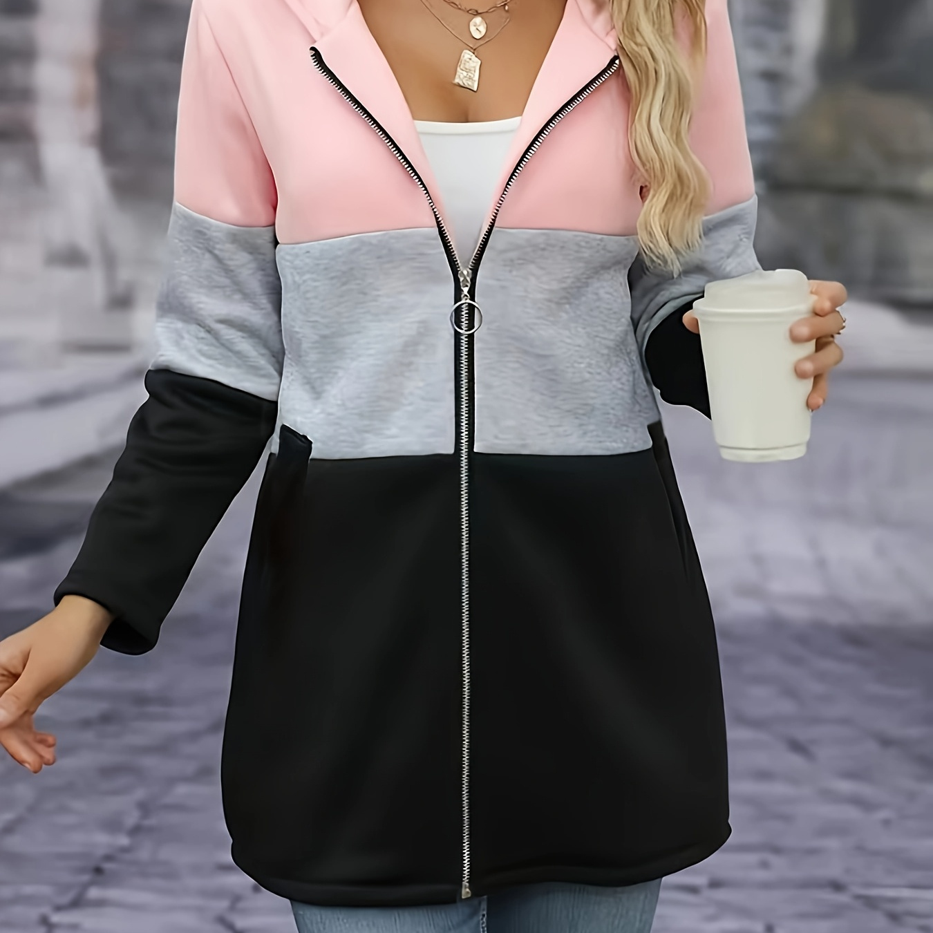 

Women's Long Sleeve Hooded Sweatshirt - Fall/ Polyester (polyester 95%, Elastane 5%)