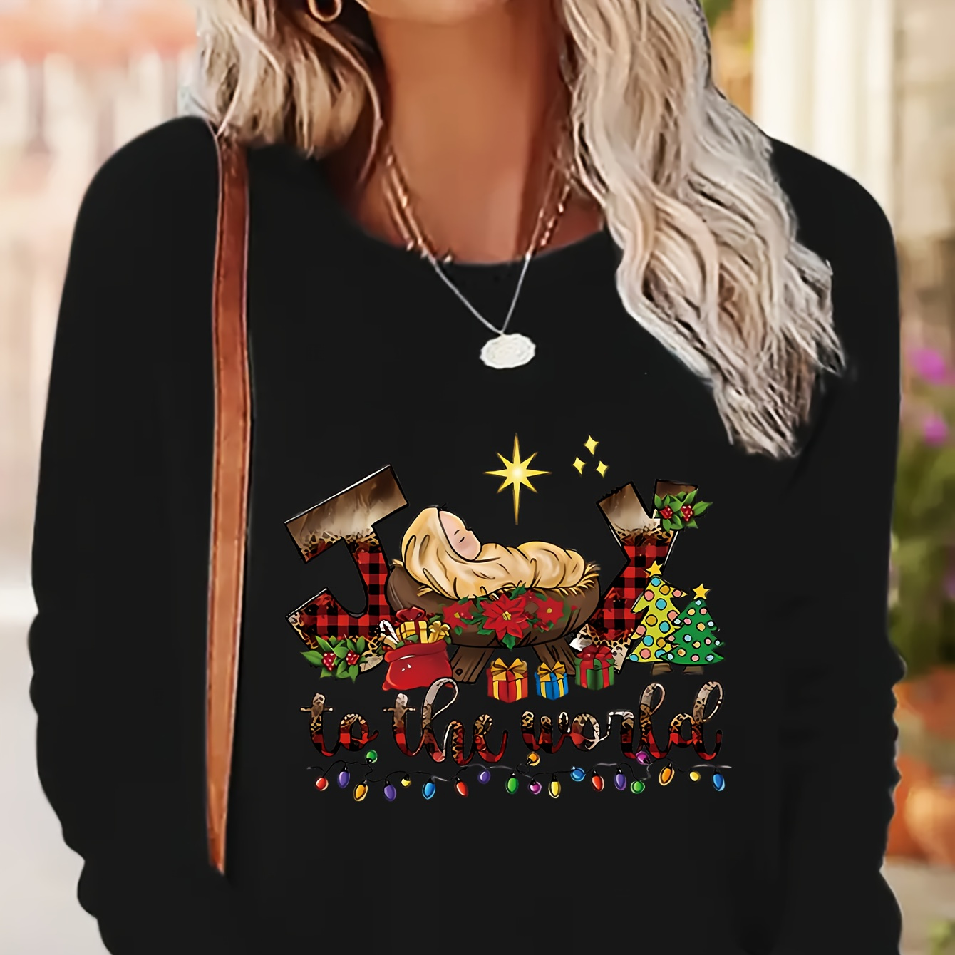 

Women's Christmas Long Sleeve T- - , Polyester,