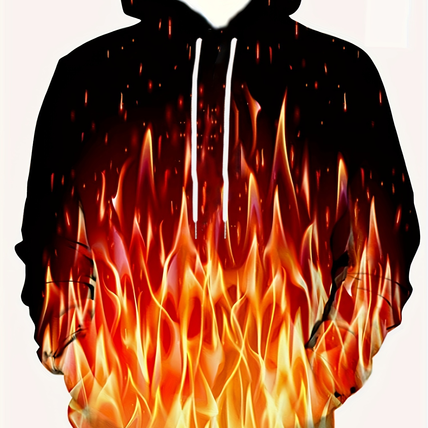 "Flame" 3D Graphic Print Men's Casual Hoodies, Drawstring Comfortable Oversized Hooded Pullover Sweatshirt Plus Size