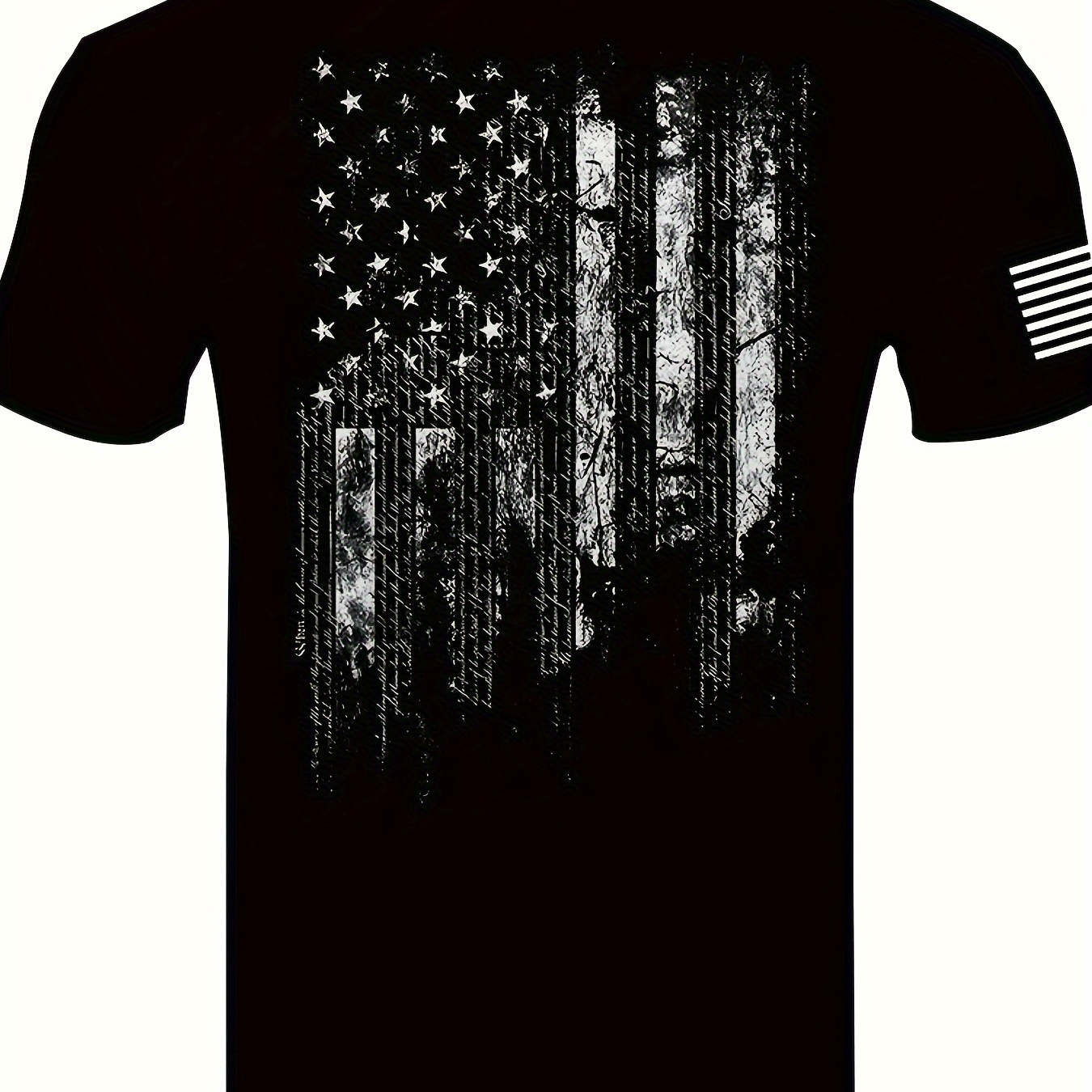 

3d 1776 & American Flag Print Men's Trendy Short Sleeve Crew Neck T-shirt, Summer Outdoor