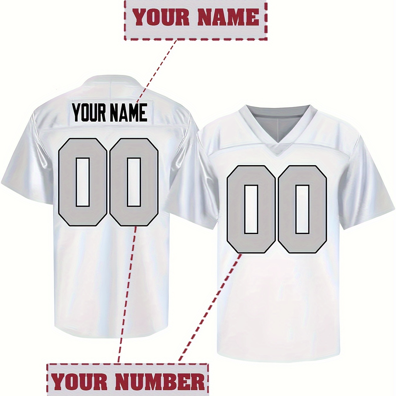 

Men's Football Jersey With Customized Name And Number Embroidery, Stylish Comfy Top For Summer Sport