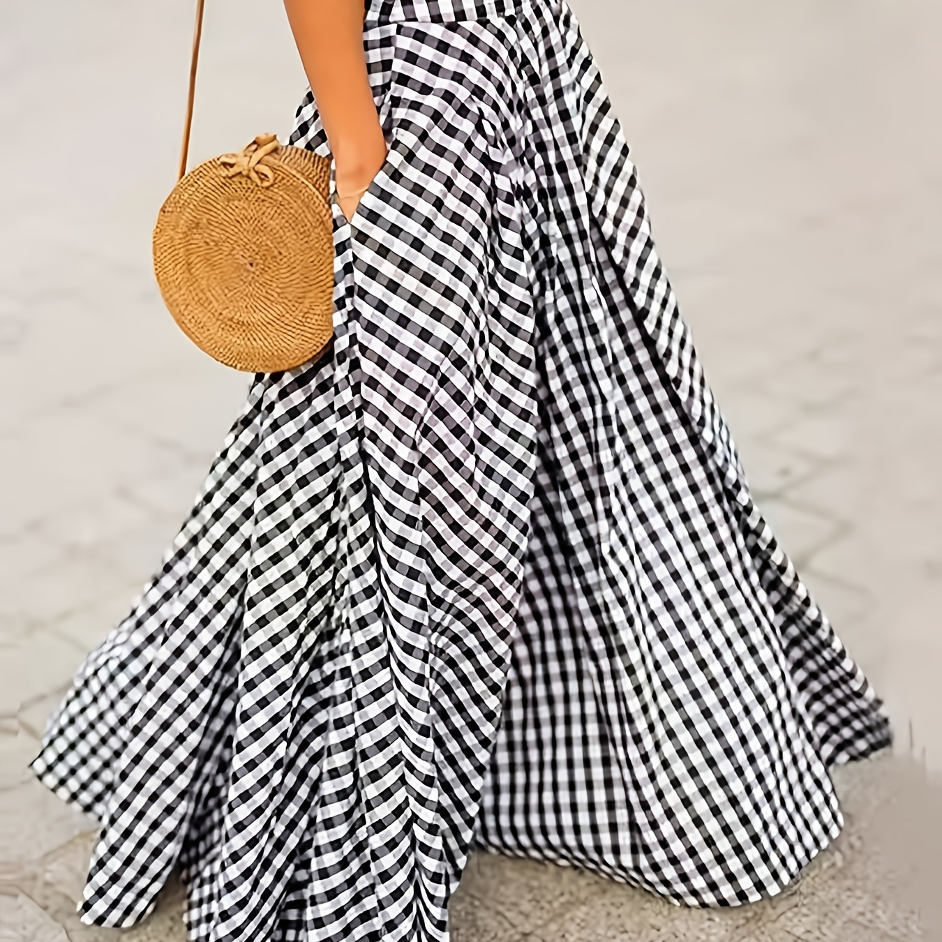 

Women's Elegant High-waisted Pleated Skirt, Polyester 100% Pattern, Loose Fit With Zipper Detail, 90g/m² Woven Fabric, Spring/summer/fall Season