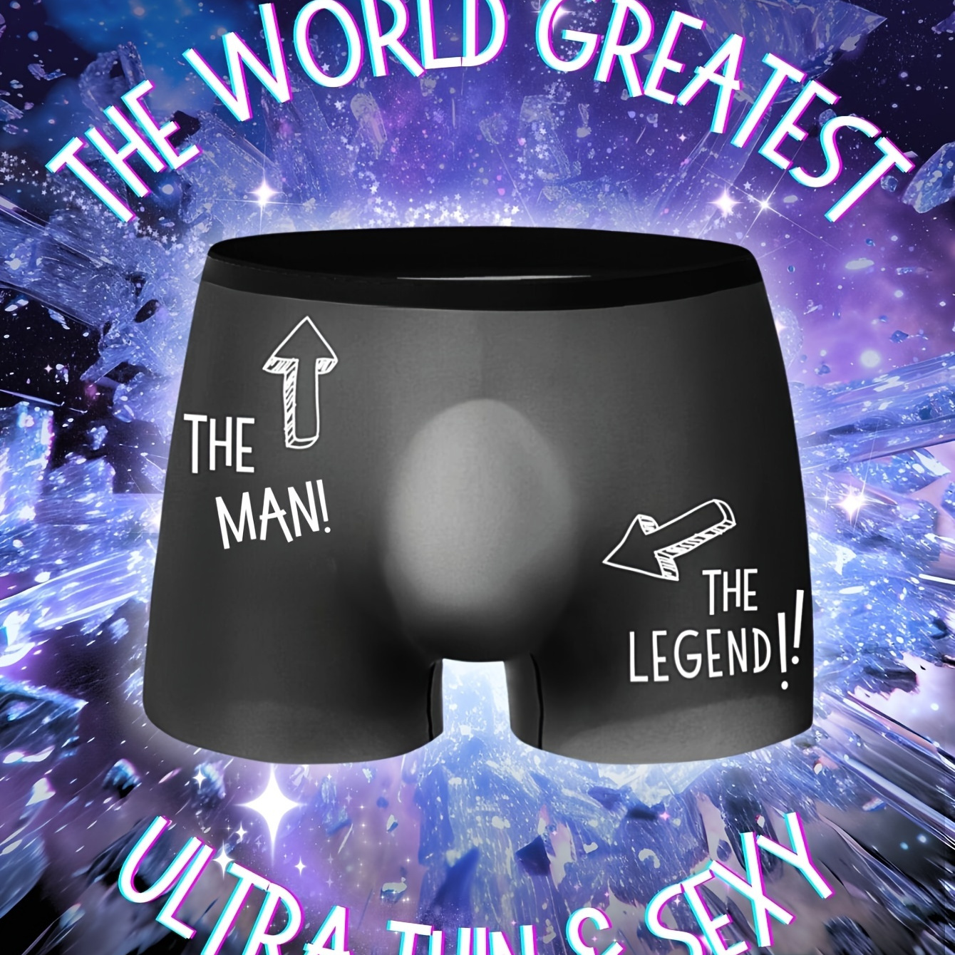 

The Man The Legend Funny Print Men's Ice Silk Traceless Semi-sheer Sexy Boxers Briefs, Cool Thin Breathable Medium Stretch Comfortable Boxers Briefs Underwear