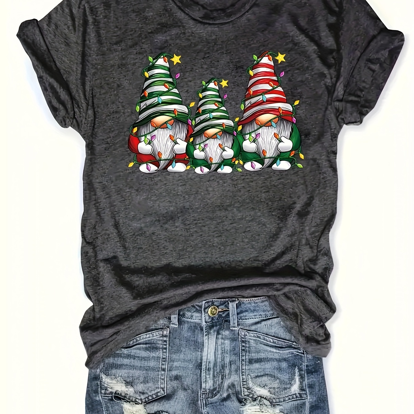 

Plus Size Cartoon Print T-shirt, Casual Short Sleeve Crew Neck Top For , Women's Plus Size Clothing