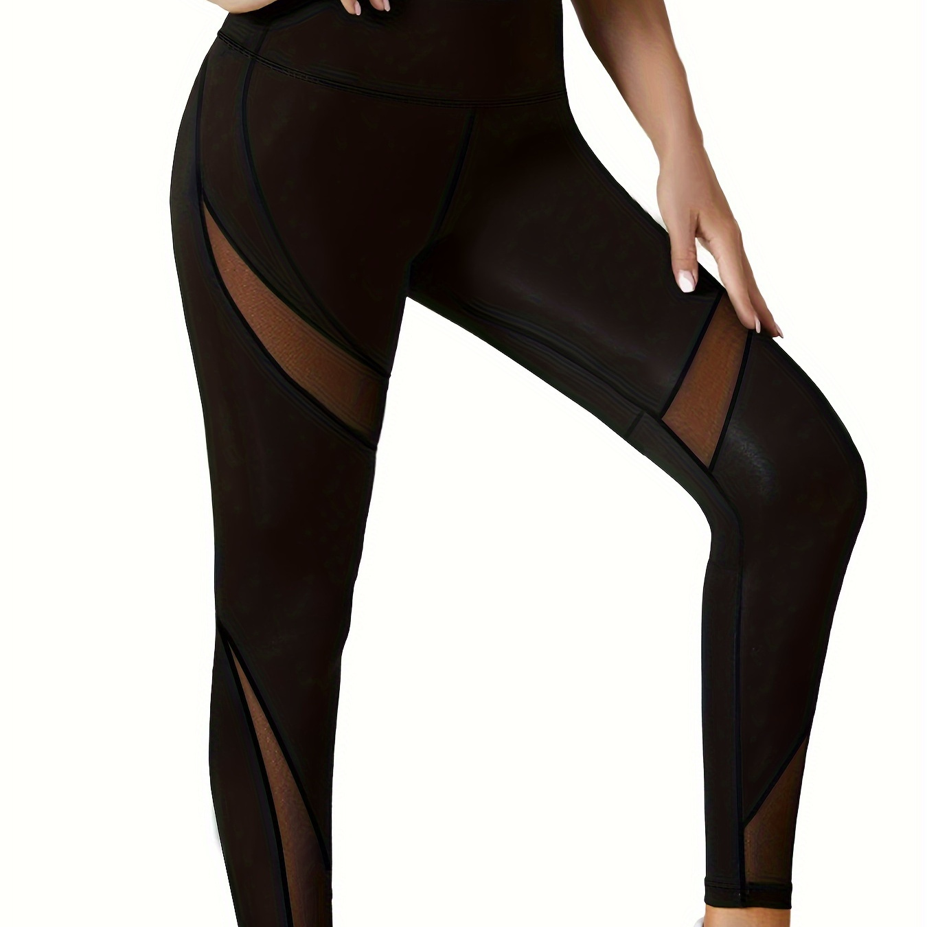 

Mesh Spliced Yoga Pants, Simple , Fashionable And For Daily/sports, Slightly Sexy To Show Your Figure, Comfortable Fabric