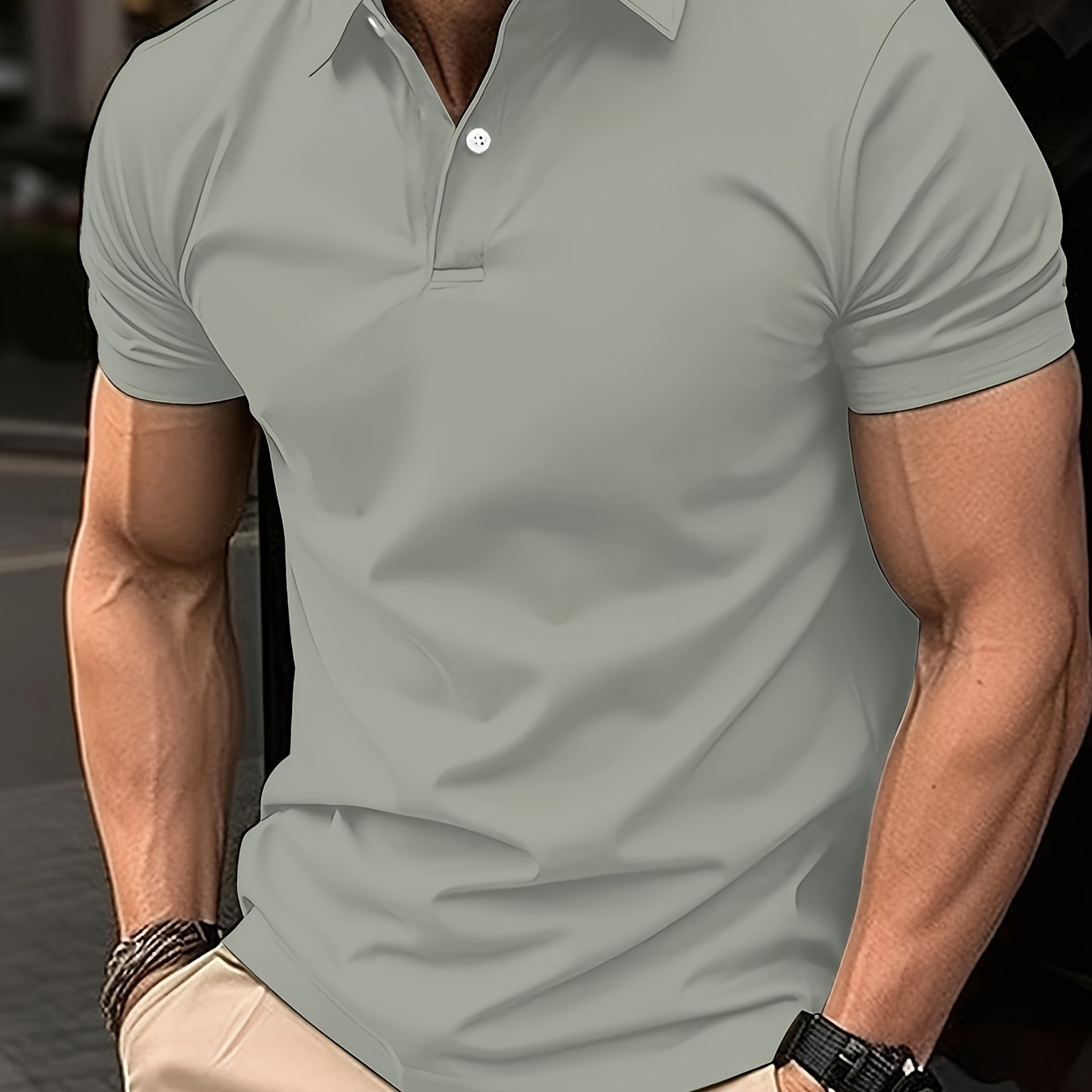 

Solid Color Men's Golf T-shirt For Summer, Business Trendy Short Sleeve Tennis Tees