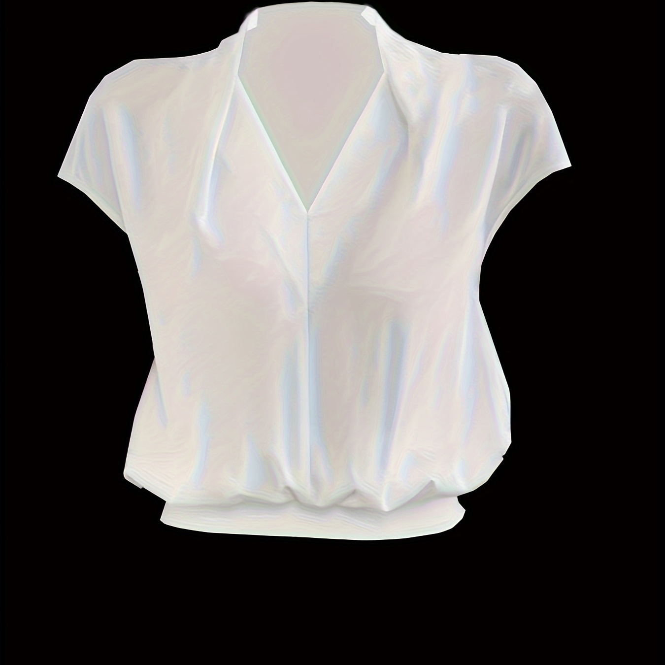 

Solid Batwing Sleeve Waist Blouse, Elegant V-neck Blouse For Summer & Spring, Women's Clothing