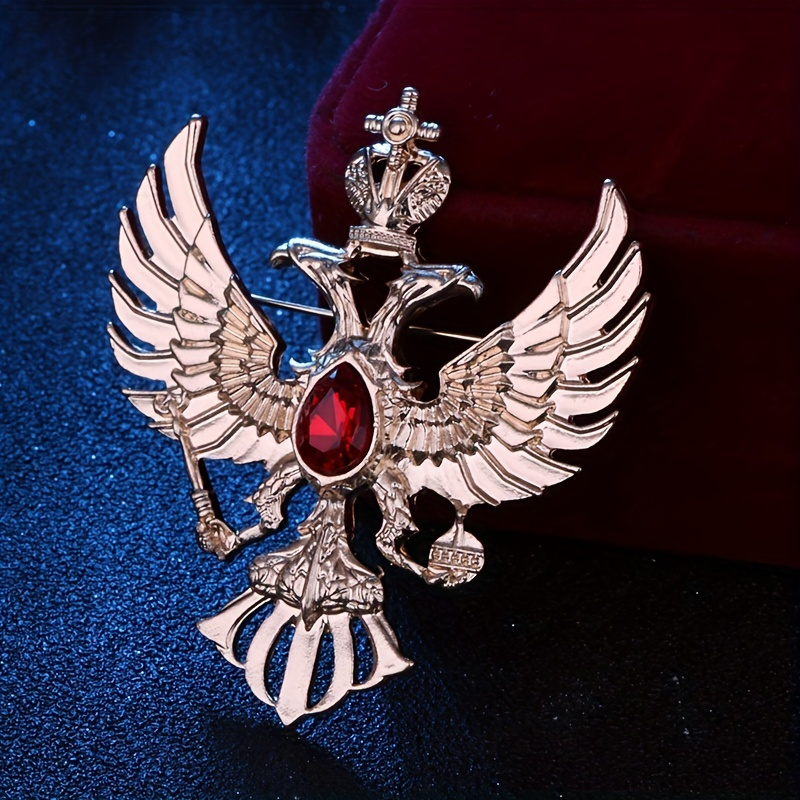 

1pc Men's Brooch Vintage Double-headed Eagle Badge Domineering Animal Brooch Men's Suit Jacket Accessories Pin Host Brooch