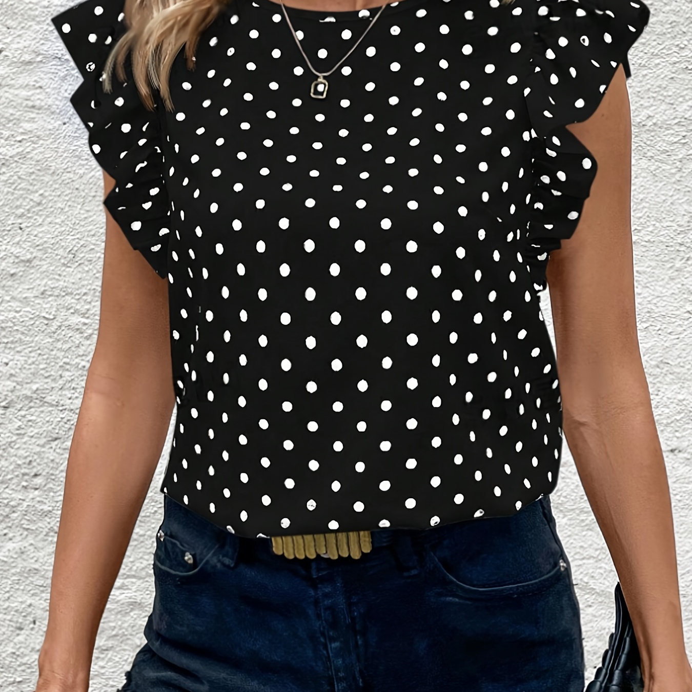 Milumia Women's Elegant Polka Dots Print Work Blouse Top