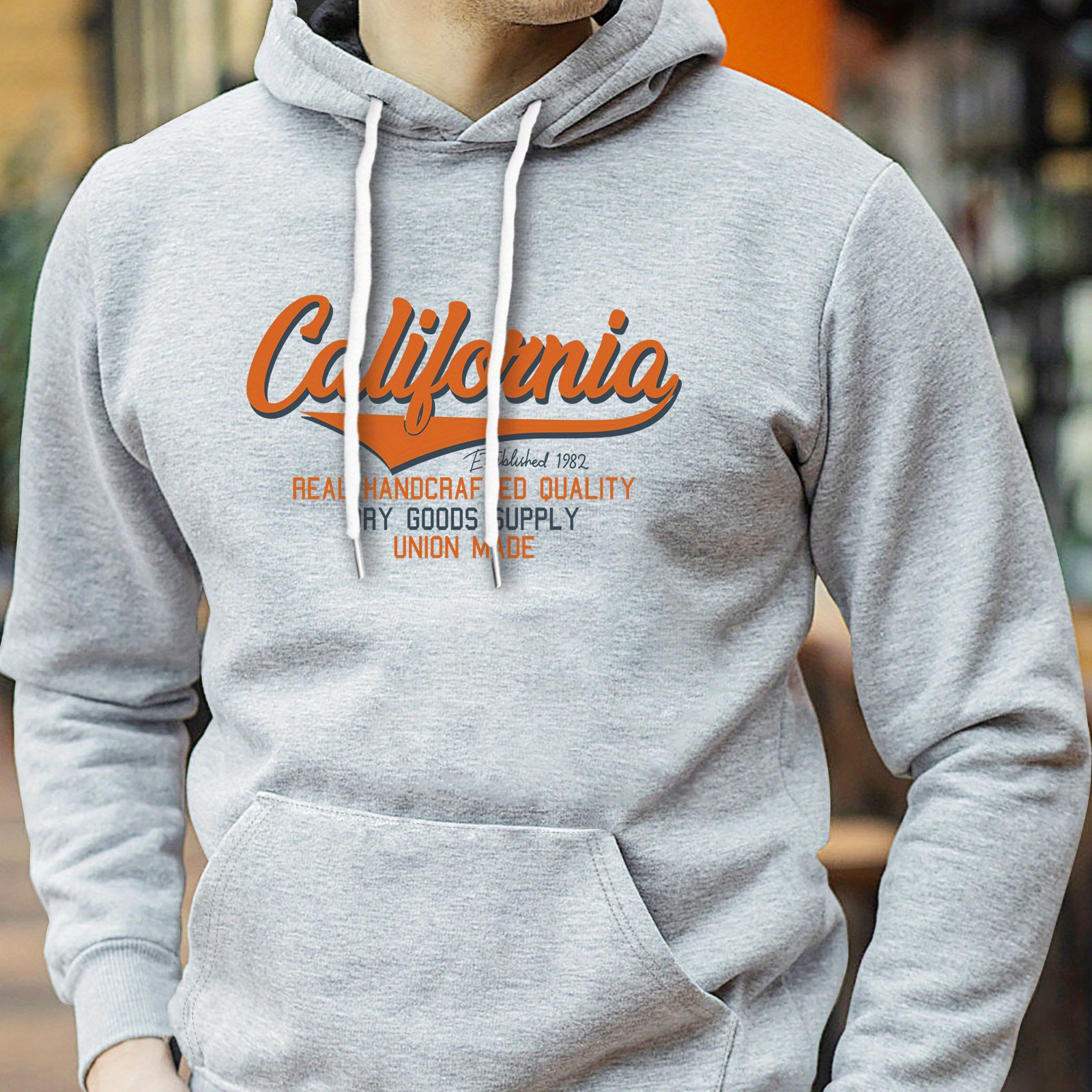 

California Print Cool Hoodies For Men, Men's Casual Pullover Hooded Sweatshirt With Kangaroo Pocket Streetwear For Spring Winter Fall, As Gifts