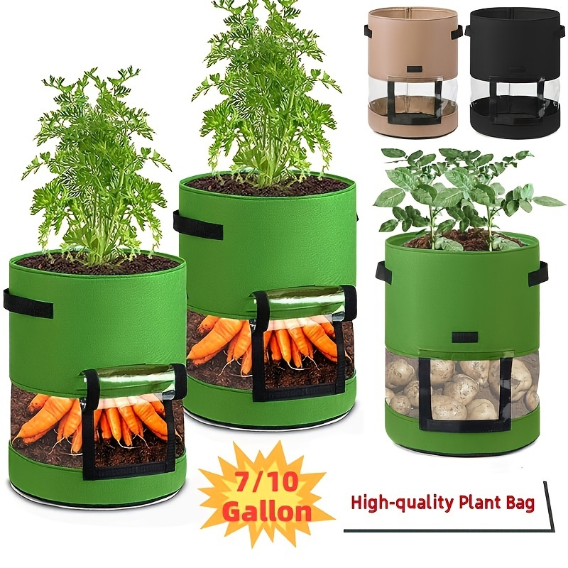 Plant Grow Bags 3 7 10 20 30 40 50 Gallon Black Thickness - Temu